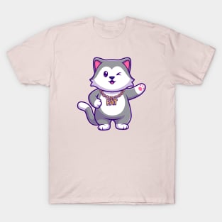 Cute Fat Husky Dog Cartoon T-Shirt